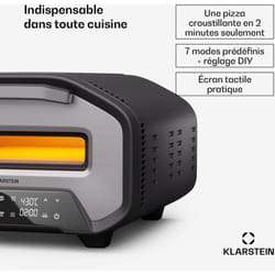Klarstein - Accessoires Pour Four à Pizza - 1700W, 430°C, Double Chauffage, Compact, 7 Programmes, Affichage Numérique, Poignée Cool-Touch, Porte en