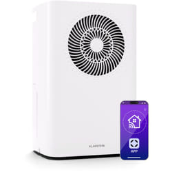 Klarstein - CircleDry 16L déshumidificateur d'air Smart, Wi-Fi, silencieux 38 dB, minuterie 24h, drainage continu, réglage de l'humidité, portable