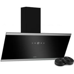 FlashLine hotte aspirante - hotte de cuisine 90 cm, écran tactile, 524 m³/h, cee a++, éclairage led, silencieuse avec 34,5 dB, noire, conduit &
