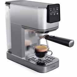 Mit der Klarstein SteelPresso Slim Siebträgermaschine gelingt leckerer Kaffee im Handumdrehen. Die Maschine lässt sich einfac ...