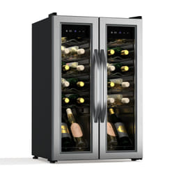 Vinamour Cave à vin 2 zones - 24 bouteilles, 5-18°C, commande tactile, éclairage led, pose libre, inox double porte, cave à vin climatisée - Klarstein