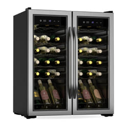 Klarstein - Vinamour Cave à vin 2 zones - 36 bouteilles, 5-18°C, commande tactile, éclairage led, pose libre, protection uv, inox double porte