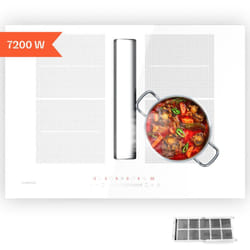 Klarstein - Chef-Fusion table de cuisson à induction avec hotte intégrée - 7200 w Flex-Zone, 590 m³/h, Classe a, commande tactile, design verre, gain