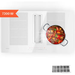 Klarstein - Chef-Fusion table à induction avec hotte intégrée - 7200 w Flex-Zone, 610 m³/h, classe a, commande tactile, design verre, gain de place,