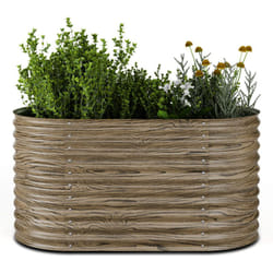 Blumfeldt - High Grow Jardinière surélevée ovale 913 l en acier galvanisé résistant, Aspect bois, Ergonomique & facile à monter – Jardinière