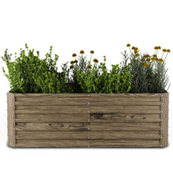 Blumfeldt - Jardinière surélevée High Grow Straight, 972 l en acier galvanisé résistant, Aspect bois, Ergonomique & facile à monter pour fleurs,