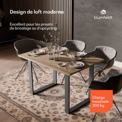 Blumfeldt - UrbanFodge u Pieds de Table – Pieds de Table Métal Noir Mat, Design Industriel, 60x72 cm, Capacité 200 kg, Montage Facile, Idéal pour
