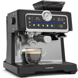 GrandPresso Touch Machine à café en grain – 20 Bars, 1350 w, Écran tactile, Broyeur intégré, Buse vapeur, Réservoir 2,3 l, Acier inoxydable, Noir