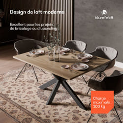 Blumfeldt - UrbanFodge triple x Pieds de Table – Pieds de Table Métal Noir Mat, Design Industriel, Capacité 200 kg, 68x71x120 cm, Assemblage Facile,