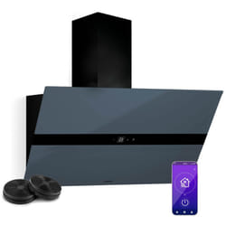 WiFusion Hotte Aspirante - 90 cm, 690 m³/h, cee a++, Commande Wi-Fi & Tactile, led 6000-6500 k, Silencieuse 52 dB, Hotte de Cuisine, Noire, Filtre à