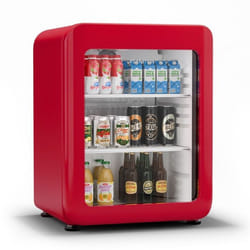 Klarstein Audrey Evo Réfrigérateur À Boissons - 68 L, Porte À Double Vitrage, Led, Thermostat Mécanique, 0-10°c, Classe Énergétique C, Design Rétro, Rouge