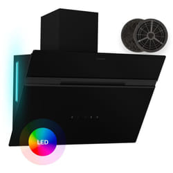 Klarstein - Alina hotte aspirante - 60 cm hotte murale, 600 m³/h, éclairage led 9 couleurs, tactile, classe énergétique a, 52 dB, noire,