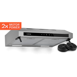 Klarstein Purista Force Hotte aspirante, Hotte murale de cuisine 60 cm, 400 m³/h, Double moteur 2x60 W, CEE C, Panneau tactile LED, Éclairage LED,