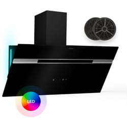 Alina 90 Hotte Aspirante - Hotte Décorative 90 cm, Débit d'Air 600 m³/h, Énergie Classe a, Panneau Tactile, led Multicolore, Silencieuse 63 dB,