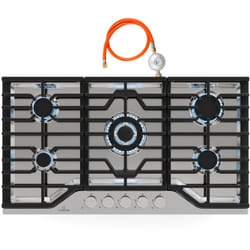 Klarstein - Turbocast Plaque De Cuisson Gaz - 5 Brûleurs, Inox 304, 3.4kW Wok, Allumage Auto & Sécurité, Kit Conversion gpl, Plaque au Gaz