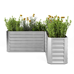 Blumfeldt - Lit de Jardin Surélevé en l, 742L Acier Galvanisé, 160x160 cm, Ergonomique & Résistant aux Intempéries, Base Ouverte pour Drainage