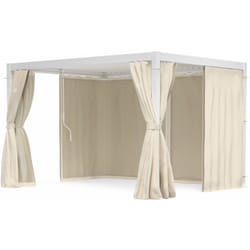 Blumfeldt - Pergola Aluminium 3x4 m - Toit Réglable, Rideaux & Moustiquaires, Armature Résistante, Protection uv, Blanc, Pour Patio & Piscine, Blanc