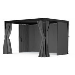 Pergola Aluminium 3x4 m - Toit Réglable, Rideaux & Moustiquaires, Armature Résistante, Protection uv, Blanc, Pour Patio & Piscine, Noir - Blumfeldt