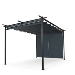 Blumfeldt - Pergola 3x4 m, Pergola 4x3 avec Toit en Polyester Résistant & Stores Latéraux, Armature en Acier Thermolaqué, Montage Facile, Utilisable