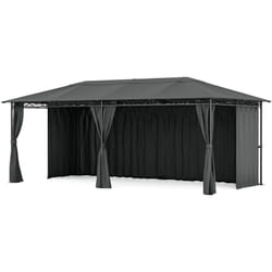 Mondo Tonnelle 3x6 – Cadre Acier, avec Rideaux, Résistant Intempéries, Tonnelle de Jardin Extérieur, Facile à Assembler, Gris Foncé - Blumfeldt