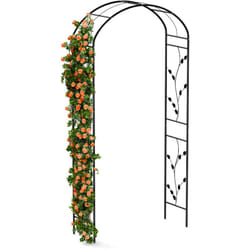 Blumfeldt - FloraBelle Arche de Jardin - Arche Métallique pour Plantes Grimpantes, Panneaux Feuilles Décoratifs, Cadre Acier Thermolaqué, Résistant