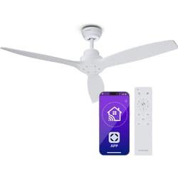 Klarstein - Santa Elena Ventilateur de Plafond - 132 cm, Silencieux, 6 Vitesses, Télécommande & Appli, Bois, Été & Hiver, 9060m³/h, Installation
