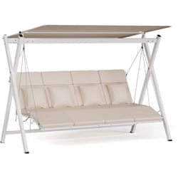 FlexiSwing Balancelle Jardin 4 Places – Dossier & Auvent Réglables, 320 kg, Cadre Acier Résistant, Coussins Épais, Extérieur - Blumfeldt