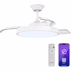 PALES RÉTRACTABLES : Transformez votre ventilateur de plafond en un élégant plafonnier avec éclairage, alliant fonctionnalité ...