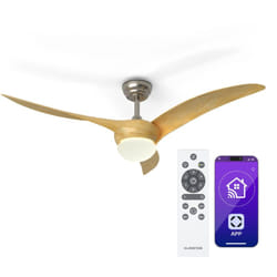Klarstein - Monteverde Ventilateur de Plafond avec Lumière – Télécommande & App, 6 Vitesses, Modes Été & Hiver, Lumière Dimmable, 132cm, Érable