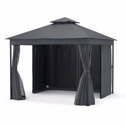 PARFAIT POUR LES PETITS ESPACES : Ce gazebo gris foncé 3x3 m est idéal pour les petits coins de jardin et offre un abri éléga ...