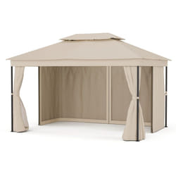 Blumfeldt - Mondo Dual Tonnelle 3x4 - Double Toit & Moustiquaires, Armature Métallique Résistante, Rideaux Inclus, Tonnelle de Jardin, Facile à