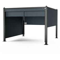 Blumfeldt - Pantheon Cortina Tonnelle 3x3 m – Cadre Aluminium, Toit Réglable & Panneaux Latéraux, Résistant aux Intempéries, Gris Foncé/Noir