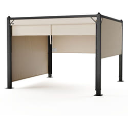 Pantheon Cortina Tonnelle 3x3 m – Cadre Aluminium, Toit Réglable & Panneaux Latéraux, Résistant aux Intempéries, Beige/Noir - Blumfeldt