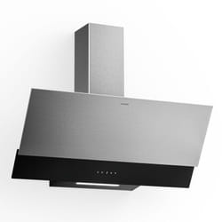 Klarstein - Verosteel Hotte Aspirante 90 cm - Hotte Décorative, 624 m³/h, a++, Commandes Tactiles, led, Filtre Charbon, Inox & Verre Noir,