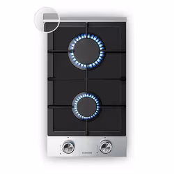 Klarstein Verosteel Plaque de Cuisson Gaz 2 Feux 4200W Verre & Inox 30 cm Allumage Électrique Sécurité AntiFlamme Plaque Gaz