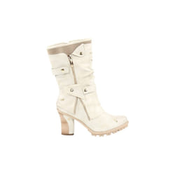 Bottes - Mustang - Ivoire - Talon haut 8 cm - Semelle beige - Tige haute 21 cm