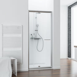 Porte de douche pivotante extensible, verre 5 mm, Vita, Schulte, profilé aspect chromé, verre transparent, 80-90 cm
