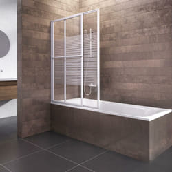 Schulte - Pare-baignoire coulissant et pliant, 70 - 120 x 140 cm paroi de baignoire extensible 2 volets, verre 3 mm, profilé blanc, décor sérigraphié
