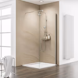 Pare-douche à l'italienne PMR Walk In, Profilé aspect chromé, verre anticalcaire Une paroi de douche à l'italienne PMR est id ...