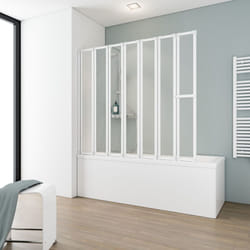 Schulte - Pare-baignoire pliant 159x140 cm verre synthétique, paroi de baignoire 7 volets écran de baignoire pivotant Softline profilé blanc