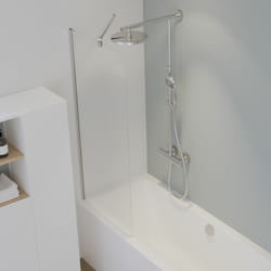 Pare-baignoire 70 x 140 cm verre 5 mm transparent, profilé chromé, pare-baignoire fixe Schulte