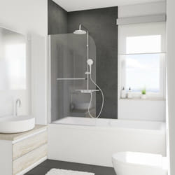 Schulte - Pare-baignoire pliant 80 x 140 cm, verre 5 mm anticalcaire, paroi de baignoire 1 volet, écran de baignoire pivotant, Capri Deluxe profilé