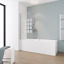 Pare-douche rabattable, 80 x 140 cm, verre 5 mm, profilé alu argenté, décor cubic Vous êtes fan de bien-être ou plutôt du sty ...