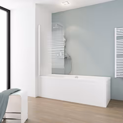 Pare-douche rabattable, 80 x 140 cm, verre 5 mm, profilé blanc, décor rayures horizontales Vous êtes fan de bien-être ou plut ...