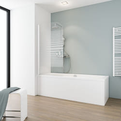 Pare-baignoire pliant, 80 x 140 cm, verre 5 mm, paroi de baignoire 1 volet Capri Schulte, écran de baignoire pivotant, Décor rayures, profilé blanc