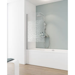 Pare-baignoire pliant, 80 x 140 cm, verre 5 mm, paroi de baignoire 1 volet Capri Schulte cran de baignoire pivotant, Décor galets chromés, profilé
