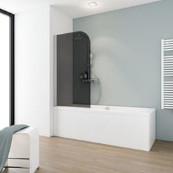 Pare-baignoire pliant, 80 x 140 cm, verre 5 mm, paroi - écran de baignoire pivotant, 1 volet Capri Schulte Verre fumé, profilé aspect chromé