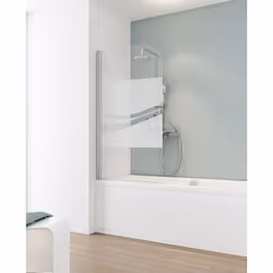 Description générale Le pare-douche rabattable en verre de sécurité transparent de 5 mm avec un profilé chromé et un décor li ...