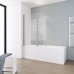 Schulte pare-baignoire 114x140cm paroi de baignoire réversible pliant volets pivotants bandes transversales alu-argenté
