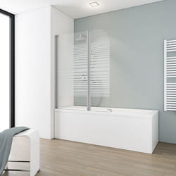 Schulte pare-baignoire 114x140cm paroi de baignoire réversible  pliant volets pivotants bandes transversales alu-argenté